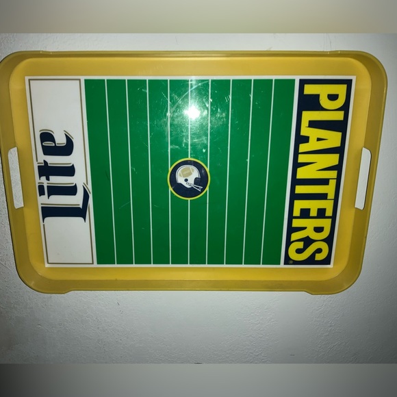 Miller Lite Beer & Planters Peanuts Football Field Large Plastic Serving Tray - Picture 1 of 2